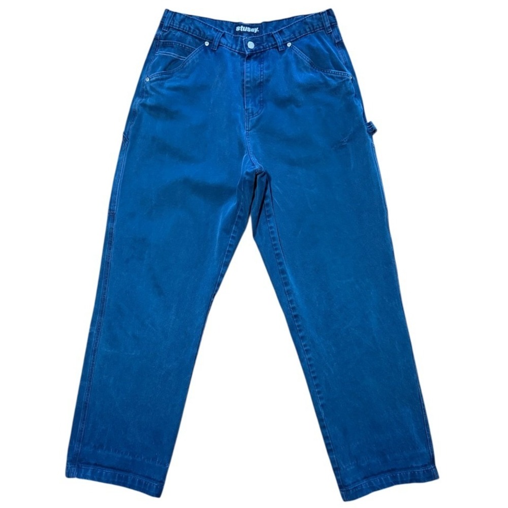 Vintage 90s Y2K Stussy Workwear Teal Carpenter Utility Streetwear Skater Pants